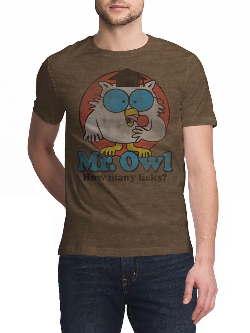 Tee Luv Men's Mr Owl How Many Licks Shirt - Vintage Tootsie Pop Graphic T-Shirt, Brown Heather, XL - Image 3
